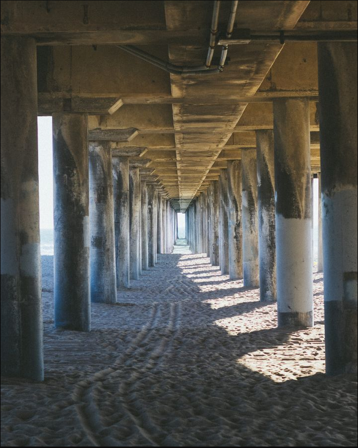 Photo underneath pier taken with 50mm lens.