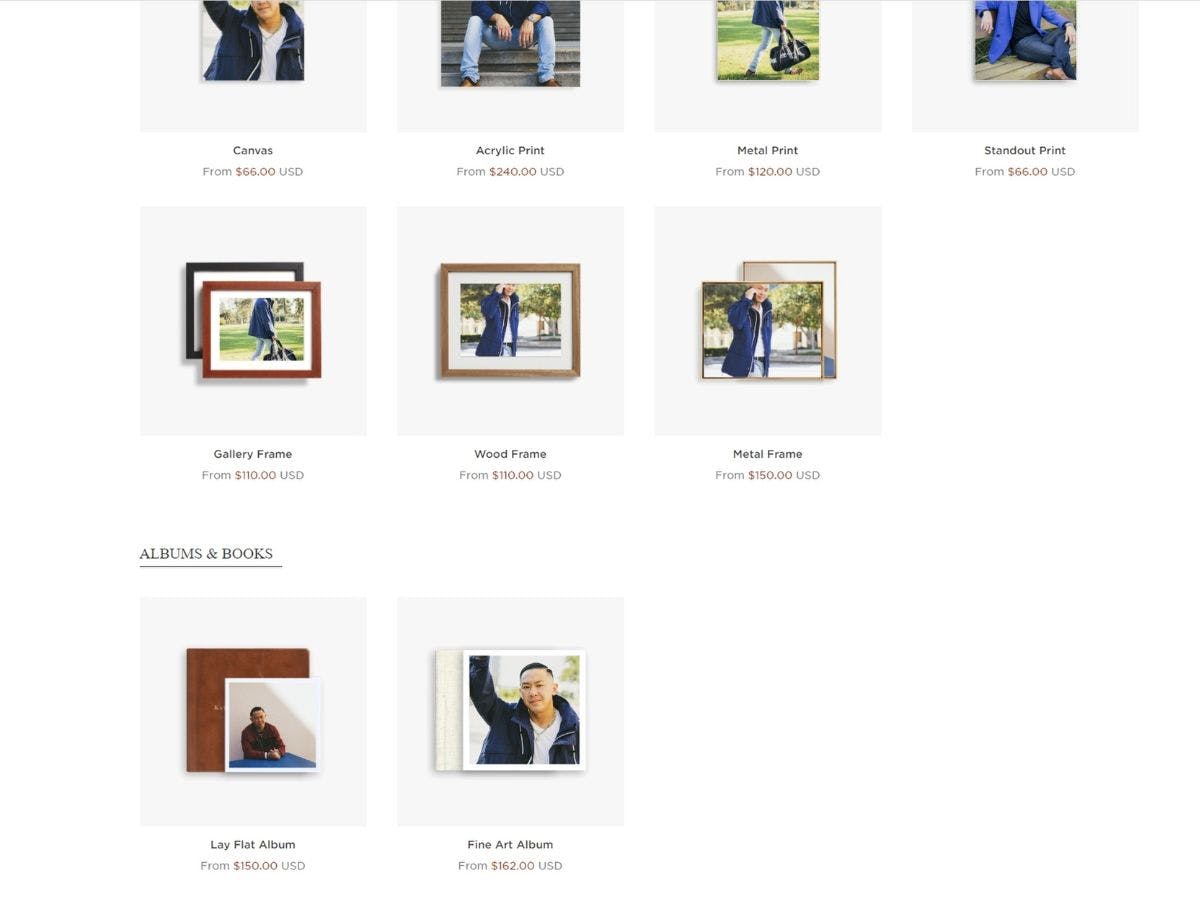 Screenshot of zno gallery where you can buy products.