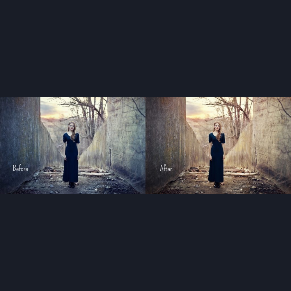 Woman standing in between two walls.