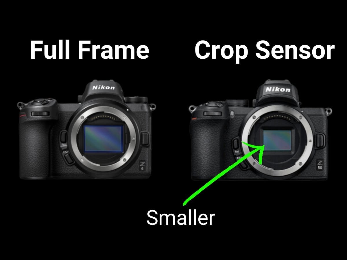 Graphic showing a crop sensor is smaller.