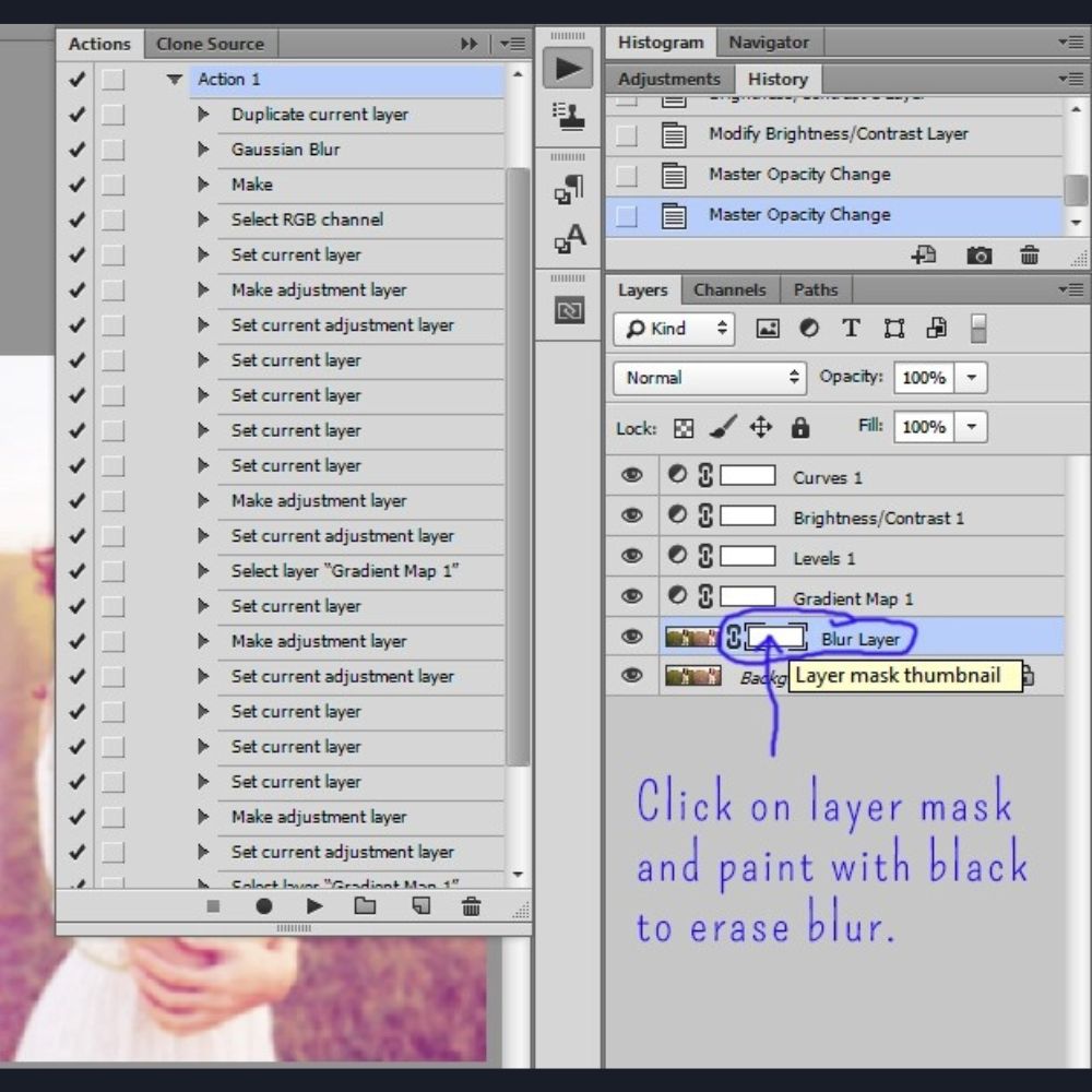 Instructions for photoshop actions.