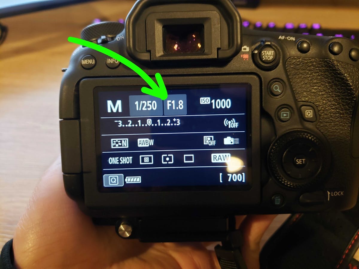 F-stop settings on a camera.
