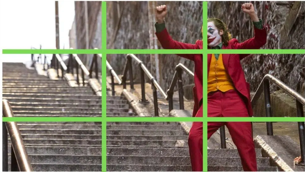 Scene from Joker movie using rule of thirds.