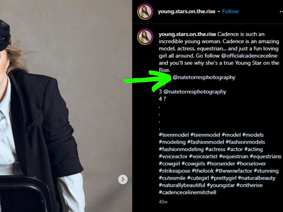 Example of a photographer receiving photo credit on Instagram.