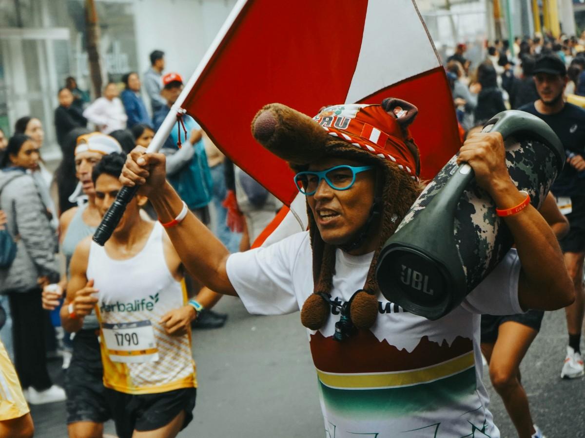 Man running a race.