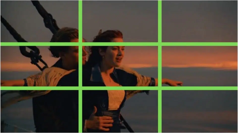 Scene from Titanic movie using rule of thirds.
