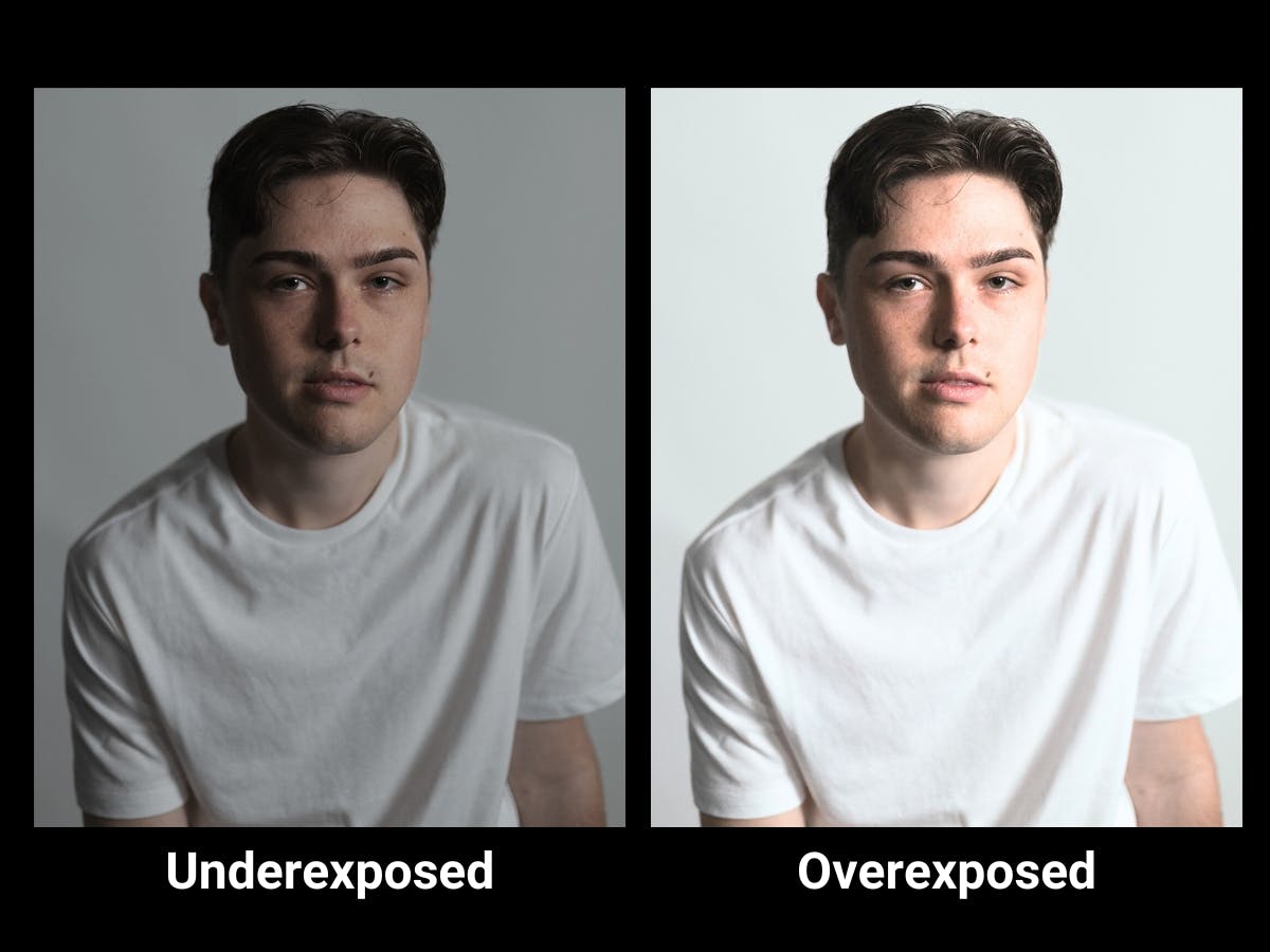 Two images comparing an underexposed and overexposed photo.