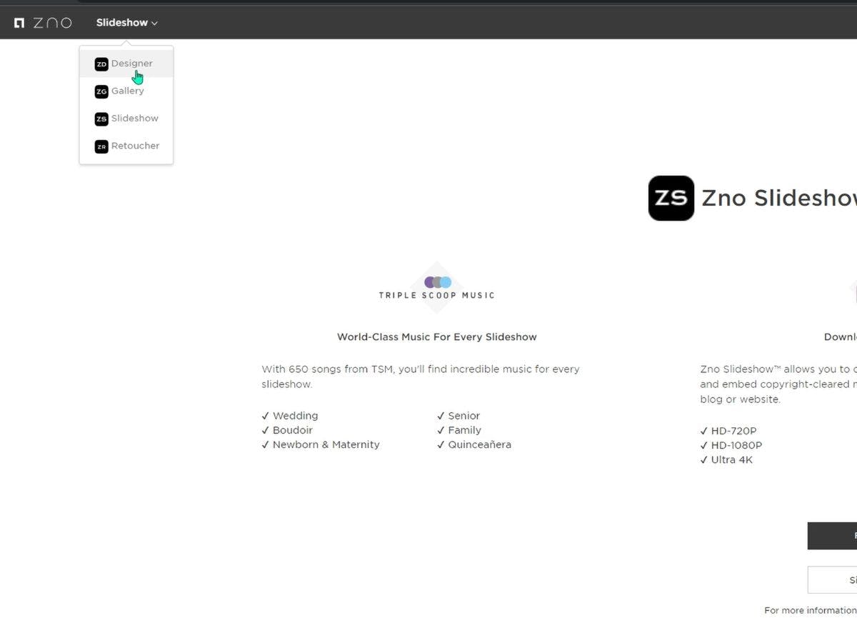 Zno software suite page.