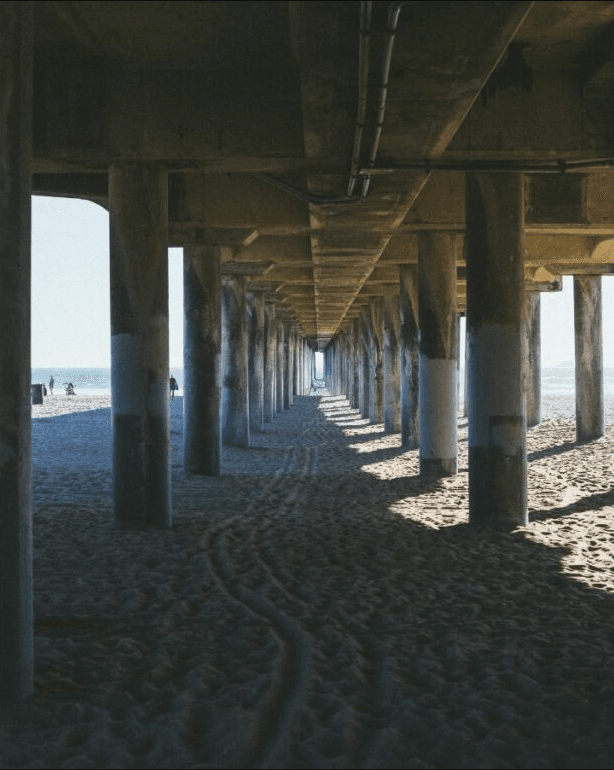 50mm on full frame = 50mm Underneath the pier.