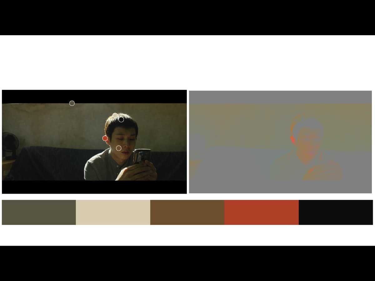 Parasite scene 1 - color Color from scene from Parasite where Ki-woo is on phone.