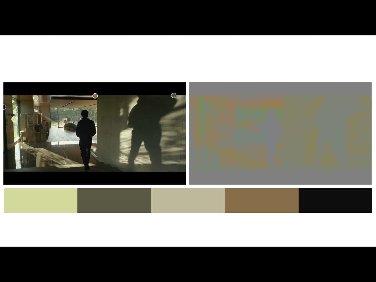 Parasite scene 10 - color Color from scene in Parasite where Ki-Woo's father is coming out of room.