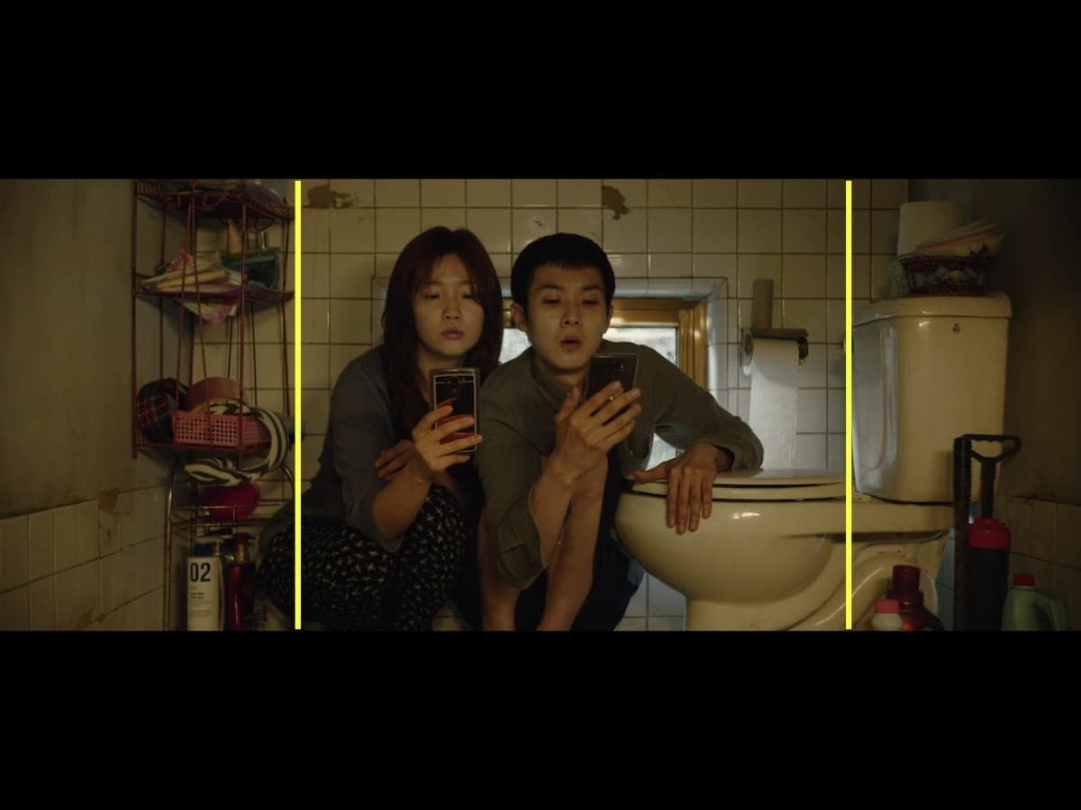 Parasite scene 2 - composition Composition from scene from Parasite where Ki-woo and sister are in bathroom.