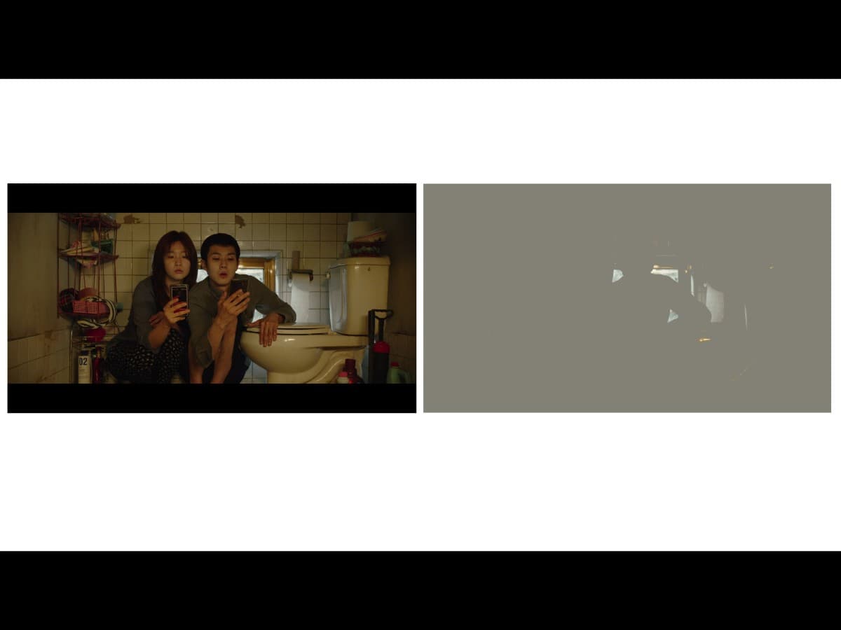 Parasite scene 2 - lighting Lighting from scene from Parasite where Ki-woo and sister are in bathroom.