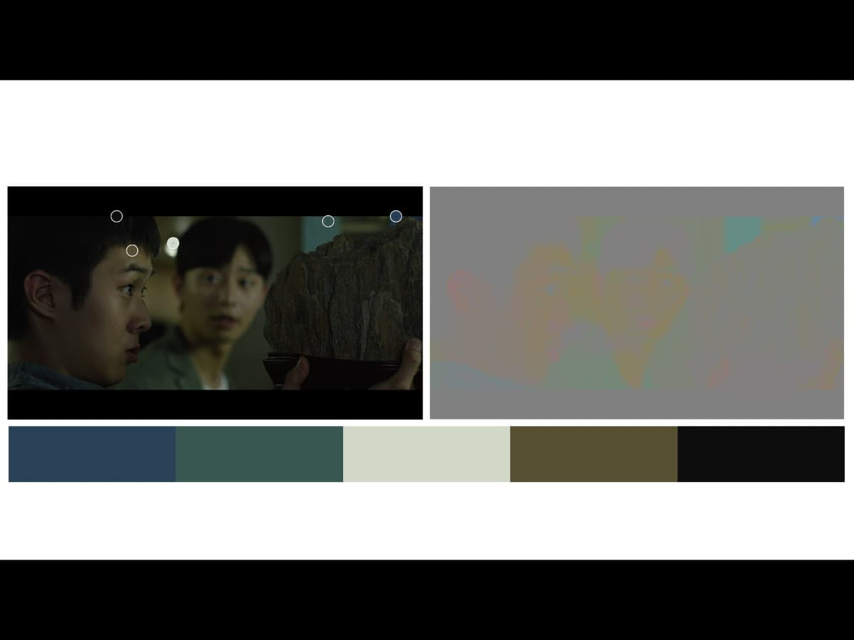 Parasite scene 3 - color Color from scene from Parasite where Ki-Woo is gifted scholar's rock.
