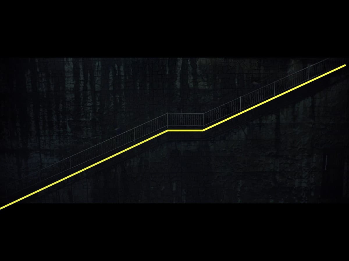 Parasite scene 9 - second frame composition Composition from scene in parasite where Kim family is running up stairs in rain.